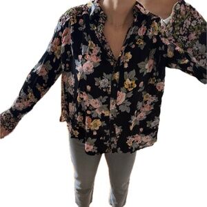Free People Floral Blouse size Medium